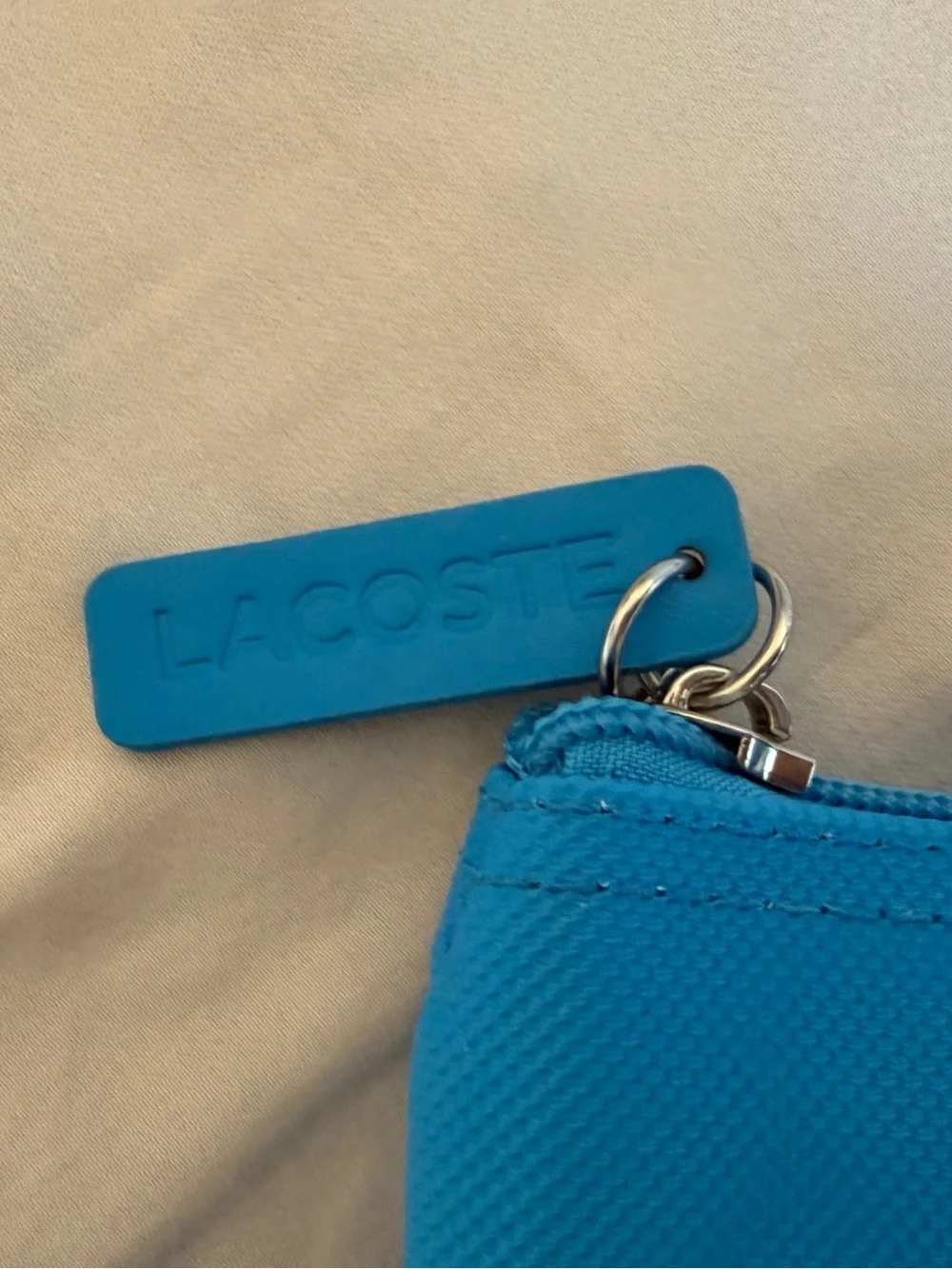 Lacoste Amenity Turquoise Blue Travel Pouch Bag Cosmetics Vanity Bag 8”X6”